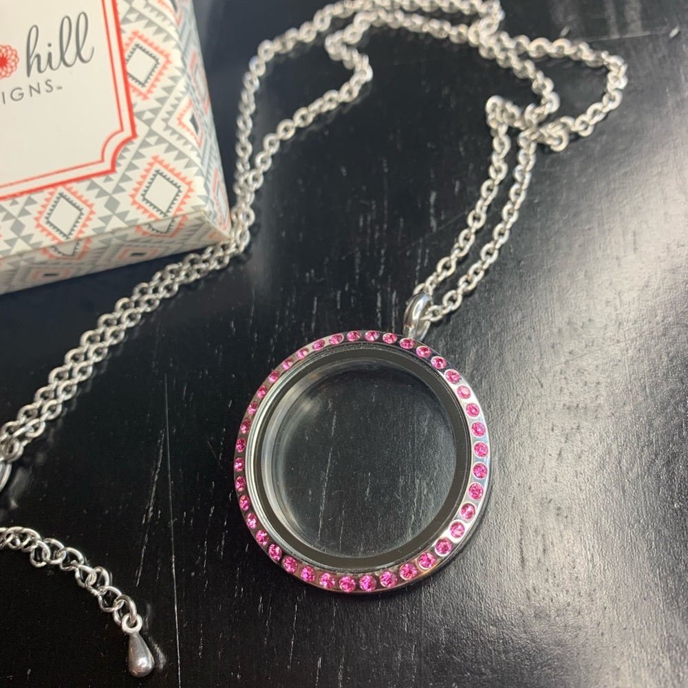 South Hill Designs Locket Silver with Pink swarovski crystals.